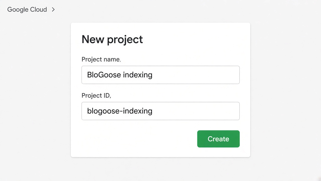 New Google Cloud project named BloGoose indexing