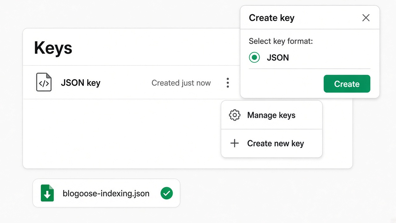 Creating a JSON key and downloading the file