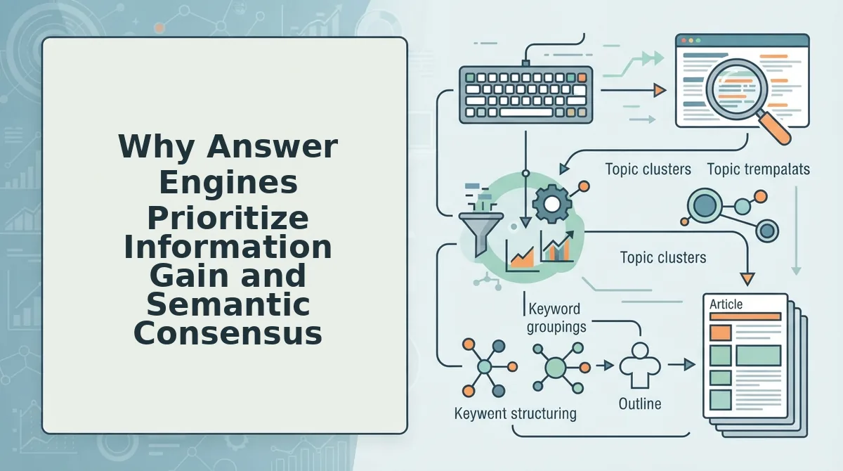 Why Answer Engines Prioritize Information Gain and Semantic Consensus